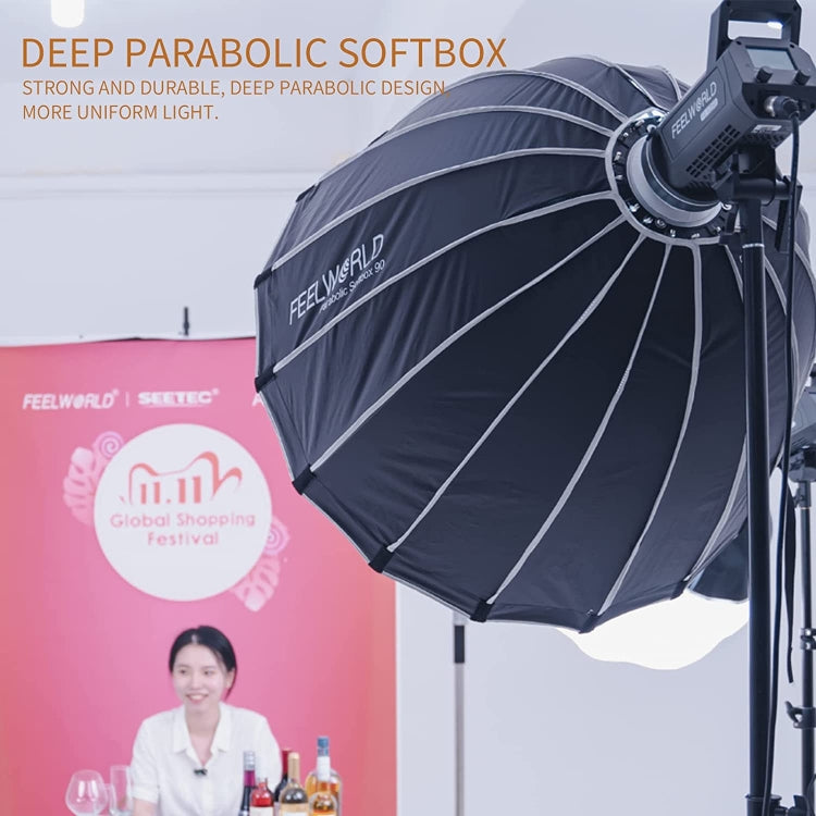 FEELWORLD FSP90 90cm Parabolic Softbox Quick Release Diffuser with Bowens Mount (Black) -  by FEELWORLD | Online Shopping UK | buy2fix