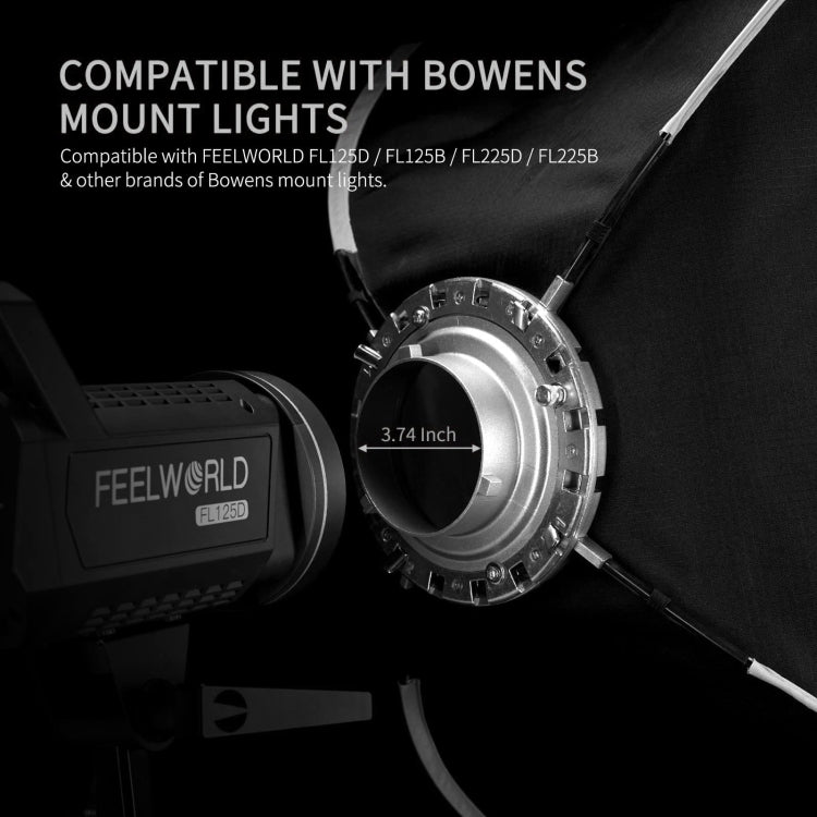 FEELWORLD FSR90 60x90cm Rectangular Softbox Quick Release Bowens Mount Diffuser -  by FEELWORLD | Online Shopping UK | buy2fix