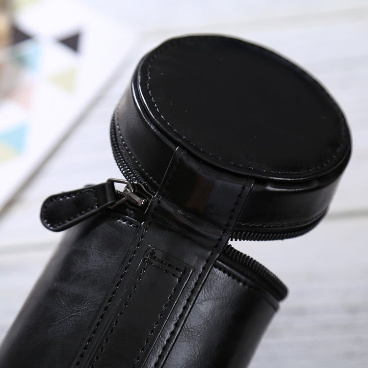 Medium Lens Case Zippered PU Leather Pouch Box for DSLR Camera Lens, Size: 13x9x9cm(Black) - Camera Accessories by buy2fix | Online Shopping UK | buy2fix