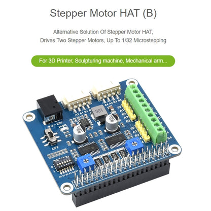 Waveshare HRB8825 Stepper Motor HAT For Raspberry Pi, Drives Two Stepper Motors, Up To 1/32 Microstepping - Consumer Electronics by WAVESHARE | Online Shopping UK | buy2fix