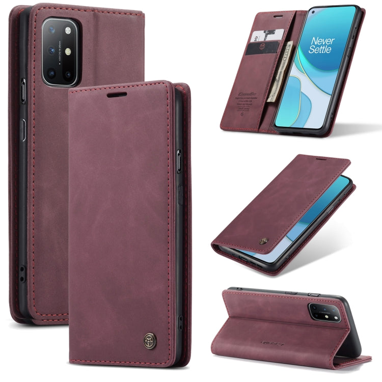 For OnePlus 8T CaseMe-013 Multifunctional Retro Frosted Horizontal Flip Leather Case with Card Slot & Holder & Wallet(Wine Red) - OnePlus Cases by CaseMe | Online Shopping UK | buy2fix