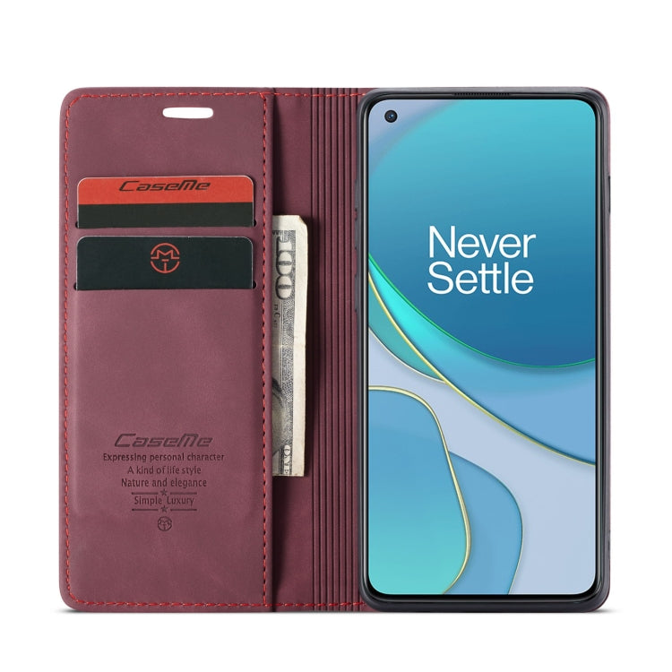 For OnePlus 8T CaseMe-013 Multifunctional Retro Frosted Horizontal Flip Leather Case with Card Slot & Holder & Wallet(Wine Red) - OnePlus Cases by CaseMe | Online Shopping UK | buy2fix