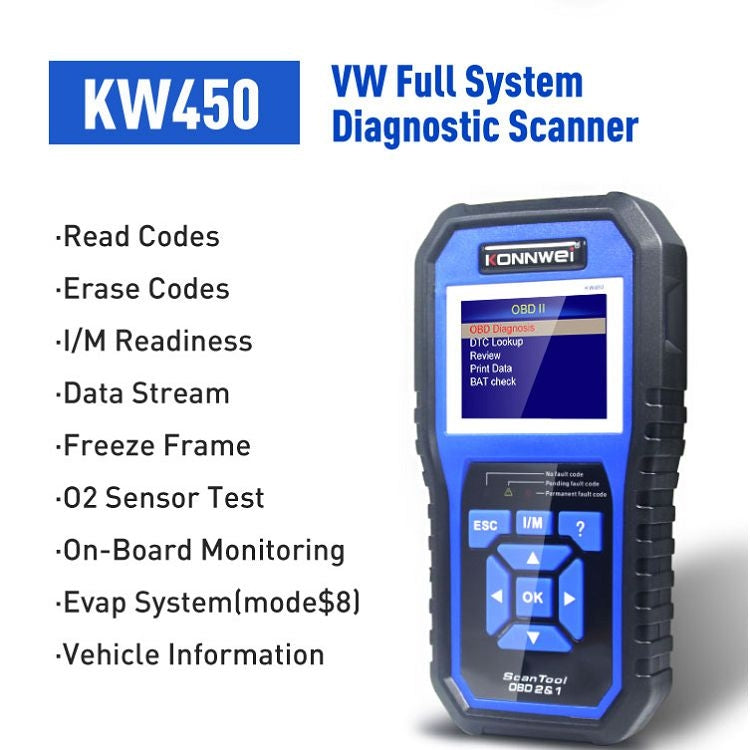 KONNWEI KW450 Car 2.8 inch TFT Color Screen Battery Tester Support 2 Languages / System  XP WIN7 WIN8 WIN10 - Code Readers & Scan Tools by KONNWEI | Online Shopping UK | buy2fix