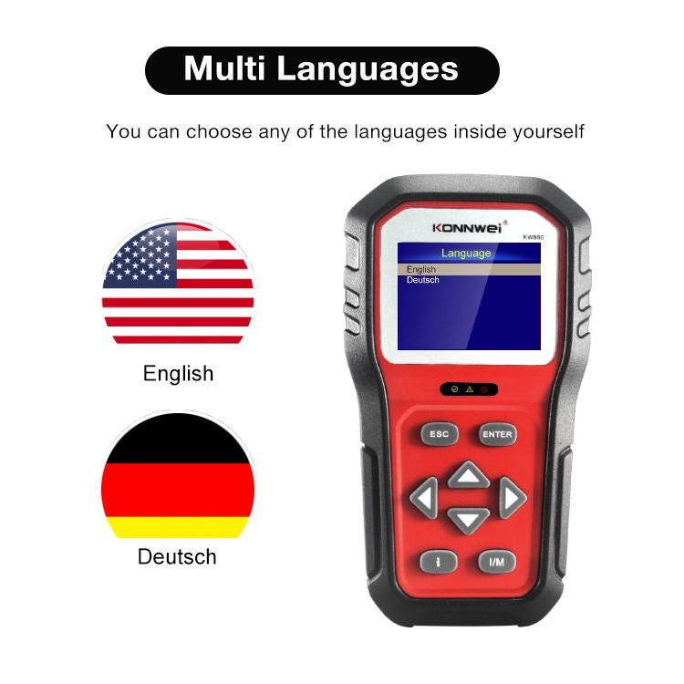 KONNWEI KW860 Car 2.8 inch TFT Color Screen Battery Tester Support 8 Languages / I Key Analysis Function - Code Readers & Scan Tools by KONNWEI | Online Shopping UK | buy2fix