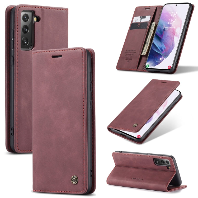 For Samsung Galaxy S21+ 5G CaseMe 013 Multifunctional Horizontal Flip Leather Case with Holder & Card Slot & Wallet(Wine Red) - Galaxy S21+ 5G Cases by CaseMe | Online Shopping UK | buy2fix