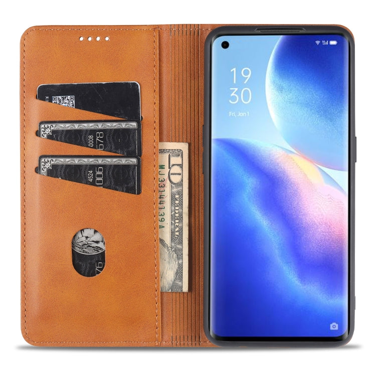 For Oppo Reno5 5G AZNS Magnetic Calf Texture Horizontal Flip Leather Case with Card Slots & Holder & Wallet(Black) - OPPO & vivo Accessories by AZNS | Online Shopping UK | buy2fix