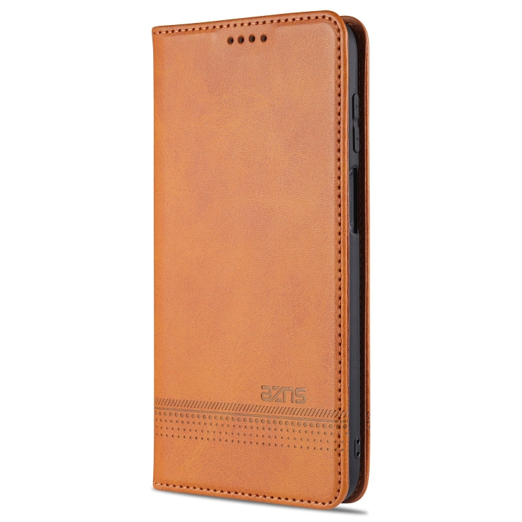 For Samsung Galaxy A12 AZNS Magnetic Calf Texture Horizontal Flip Leather Case with Card Slots & Holder & Wallet(Light Brown) - Galaxy Phone Cases by AZNS | Online Shopping UK | buy2fix