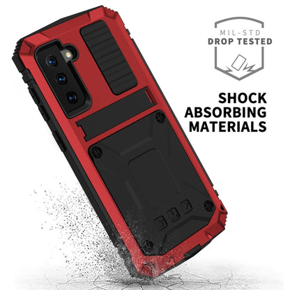 For Samsung Galaxy S21+ 5G R-JUST Shockproof Waterproof Dust-proof Metal + Silicone Protective Case with Holder(Red) - Galaxy S21+ 5G Cases by R-JUST | Online Shopping UK | buy2fix