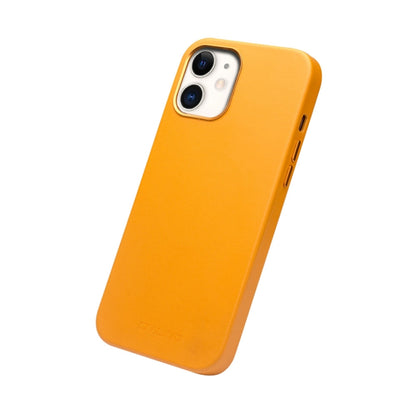 For iPhone 12 mini QIALINO Nappa Leather Shockproof Magsafe Case (Yellow) - iPhone 12 mini Cases by QIALINO | Online Shopping UK | buy2fix