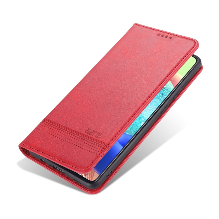 For Samsung Galaxy A52 5G / 4G AZNS Magnetic Calf Texture Horizontal Flip Leather Case with Card Slots & Holder & Wallet(Red) - Galaxy Phone Cases by AZNS | Online Shopping UK | buy2fix