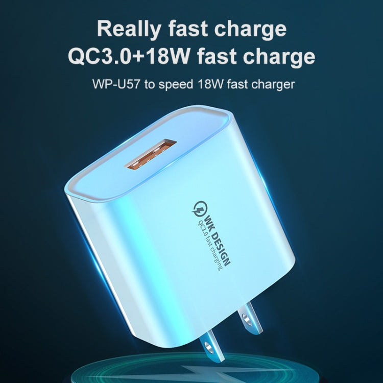 WK WP-U57 Max 18W Maxspeed QC3.0 Fast Charger + USB to Type-C / USB-C Data Cable, Plug Type:EU Plug - Apple Accessories by WK | Online Shopping UK | buy2fix