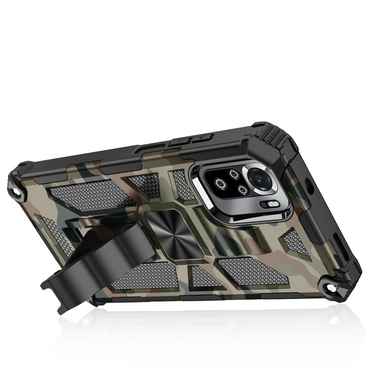 For Xiaomi Redmi Note 10 Pro Camouflage Armor Shockproof TPU + PC Magnetic Protective Case with Holder(Army Green) - Xiaomi Accessories by buy2fix | Online Shopping UK | buy2fix