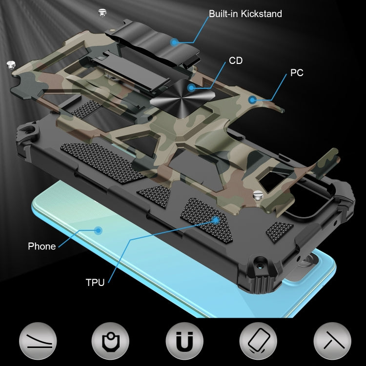 For Samsung Galaxy A52 4G / 5G Camouflage Armor Shockproof TPU + PC Magnetic Protective Case with Holder(Army Green) - Galaxy Phone Cases by buy2fix | Online Shopping UK | buy2fix