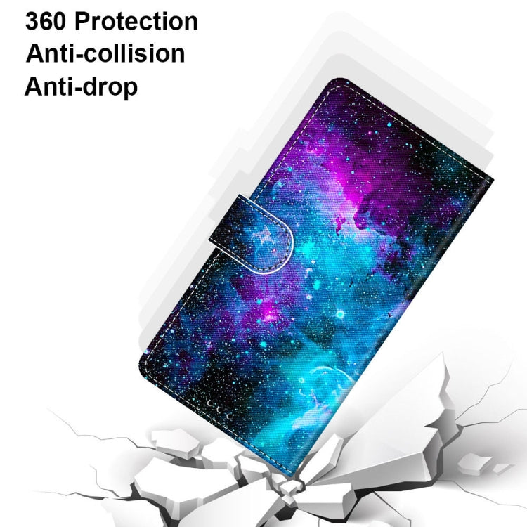 For Samsung Galaxy A32 4G / A32 Lite Coloured Drawing Cross Texture Horizontal Flip PU Leather Case with Holder & Card Slots & Wallet & Lanyard(Purple Green Starry Sky) - Samsung Accessories by buy2fix | Online Shopping UK | buy2fix