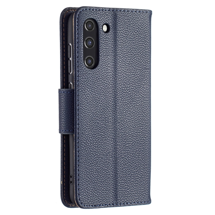 For Samsung Galaxy S21 FE / S21 Lite Litchi Texture Pure Color Horizontal Flip Leather Case with Holder & Card Slots & Wallet & Lanyard(Dark Blue) - Samsung Accessories by buy2fix | Online Shopping UK | buy2fix