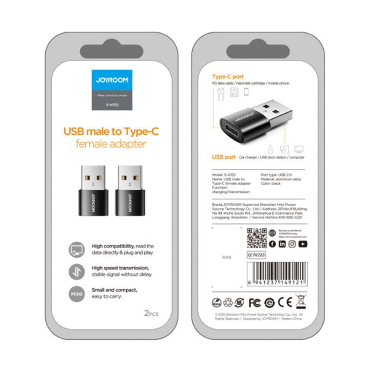 JOYROOM S-H152 3A USB Male to USB-C / Type-C Female OTG Adapter(Black) - Mobile Accessories by JOYROOM | Online Shopping UK | buy2fix