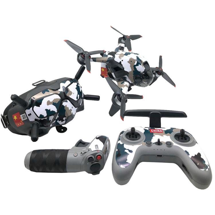 FPV-TZ-SF 4 in 1 Waterproof Anti-Scratch Decal Skin Wrap Stickers Personalized Film Kits for DJI FPV Drone & Goggles V2 & Remote Control & Rocker(Camouflage Pattern) - DJI & GoPro Accessories by buy2fix | Online Shopping UK | buy2fix