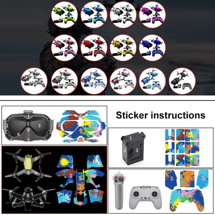 FPV-TZ-SF 4 in 1 Waterproof Anti-Scratch Decal Skin Wrap Stickers Personalized Film Kits for DJI FPV Drone & Goggles V2 & Remote Control & Rocker(Fluorescent Pink) - DJI & GoPro Accessories by buy2fix | Online Shopping UK | buy2fix