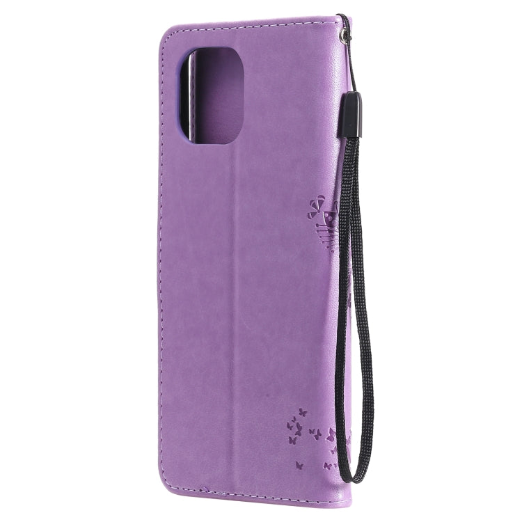 For Xiaomi Mi 11 Lite 5G Tree & Cat Pattern Pressed Printing Horizontal Flip PU Leather Case with Holder & Card Slots & Wallet & Lanyard(Light Purple) - Xiaomi Cases by Diaobaolee | Online Shopping UK | buy2fix