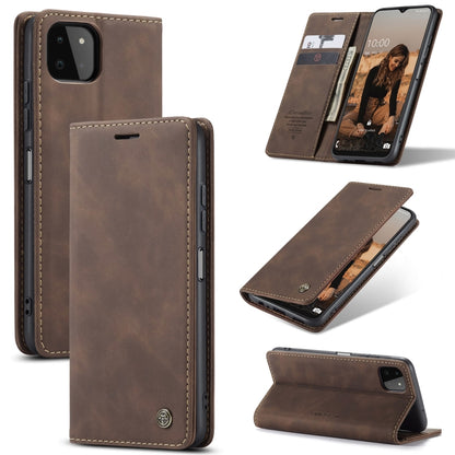 For Samsung Galaxy A22 5G CaseMe 013 Multifunctional Horizontal Flip Leather Case with Card Slot & Holder & Wallet(Coffee) - Galaxy Phone Cases by CaseMe | Online Shopping UK | buy2fix