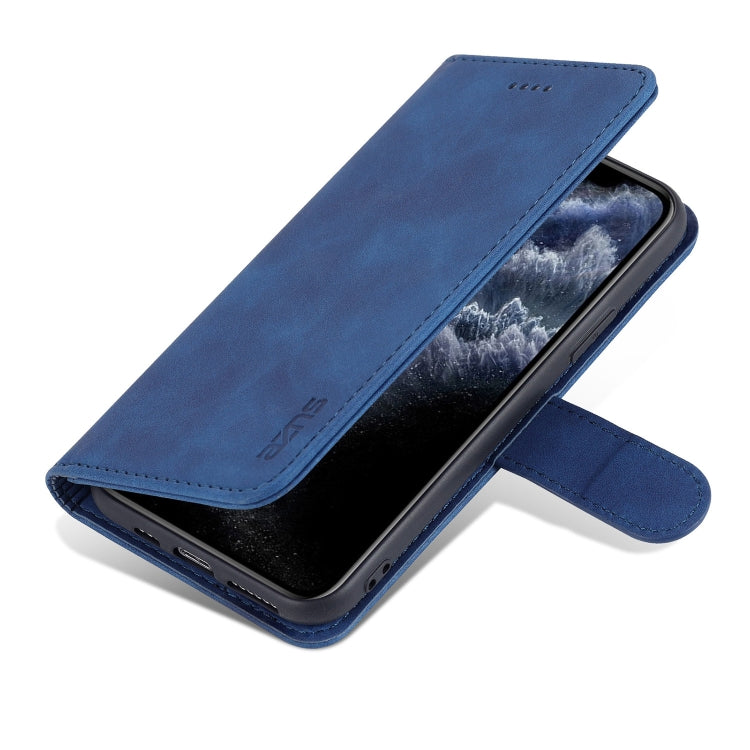 For iPhone 11 Pro AZNS Skin Feel Calf Texture Horizontal Flip Leather Casewith Card Slots & Holder & Wallet (Blue) - iPhone 11 Pro Cases by AZNS | Online Shopping UK | buy2fix