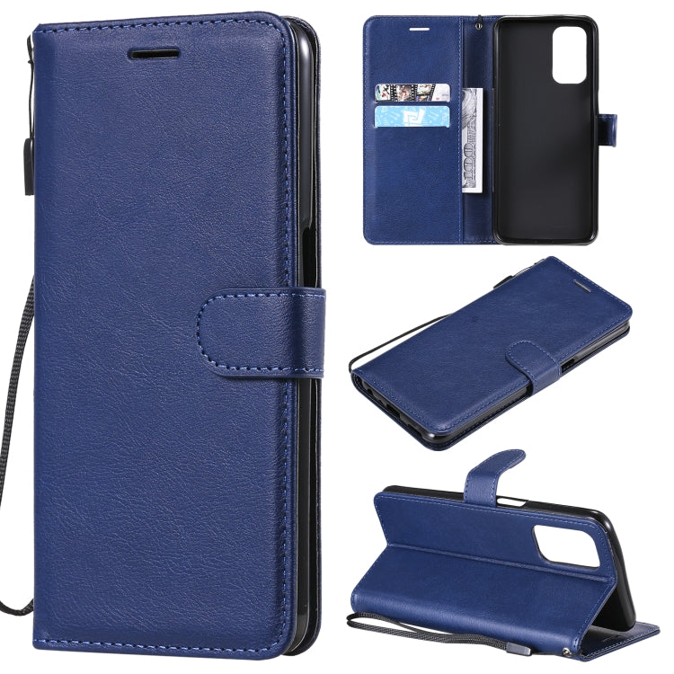 For OPPO A93 5G / A54 5G / A74 5G Solid Color Horizontal Flip Protective Leather Case with Holder & Card Slots & Wallet & Photo Frame & Lanyard(Blue) - OPPO & vivo Accessories by buy2fix | Online Shopping UK | buy2fix