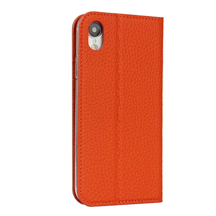 For iPhone XR Litchi Genuine Leather Phone Case(Orange) - More iPhone Cases by buy2fix | Online Shopping UK | buy2fix