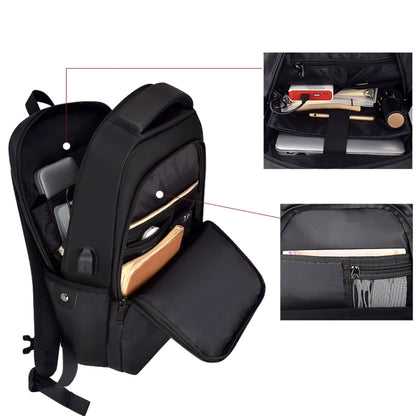 SJ01 Business Casual Computer Backpack with USB Charging Port, Size:13-15 inch Universal(Black) - Backpack by buy2fix | Online Shopping UK | buy2fix