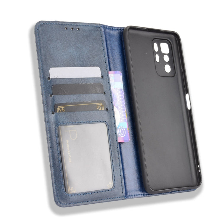 For Xiaomi Redmi Note 10 Pro 5G / Poco X3 GT Magnetic Buckle Retro Crazy Horse Texture Horizontal Flip Leather Case with Holder & Card Slots & Photo Frame(Blue) - Xiaomi Cases by buy2fix | Online Shopping UK | buy2fix