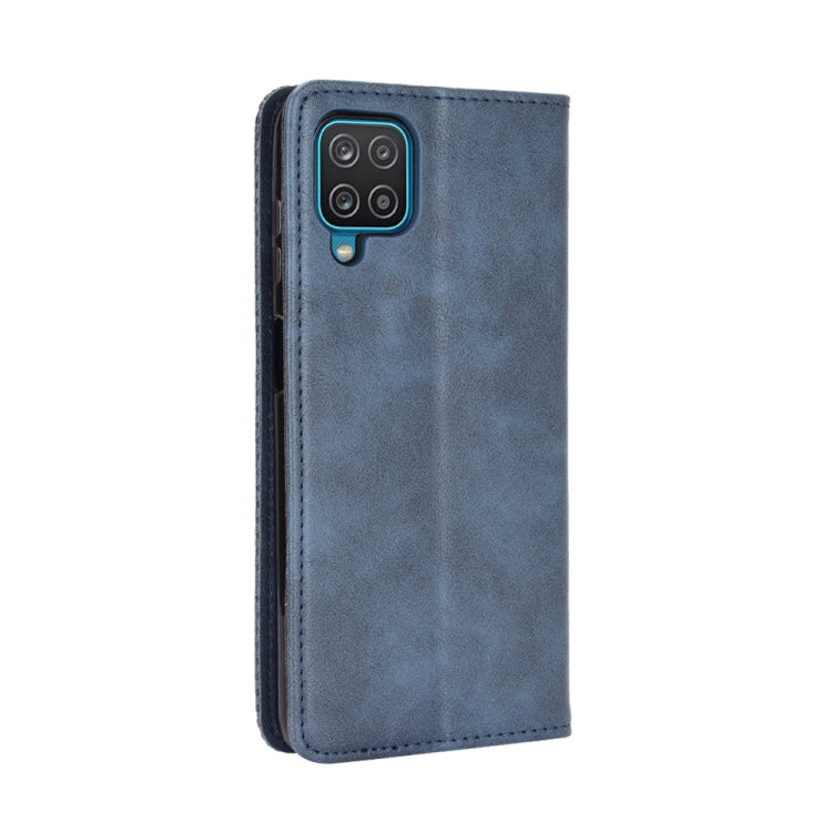 For Samsung Galaxy M32 Magnetic Buckle Retro Crazy Horse Texture Horizontal Flip Leather Case with Holder & Card Slots & Photo Frame(Blue) - Galaxy Phone Cases by buy2fix | Online Shopping UK | buy2fix