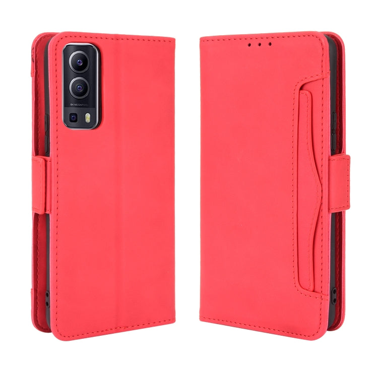 For vivo Y72 5G / iQOO Z3 5G Skin Feel Calf Pattern Horizontal Flip Leather Case with Holder & Card Slots & Photo Frame(Red) - vivo Cases by buy2fix | Online Shopping UK | buy2fix