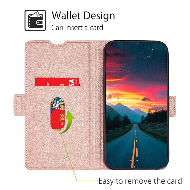 For iPhone XR Ultra-thin Voltage Side Buckle PU + TPU Horizontal Flip Leather Case with Holder & Card Slot(Rose Gold) - More iPhone Cases by buy2fix | Online Shopping UK | buy2fix