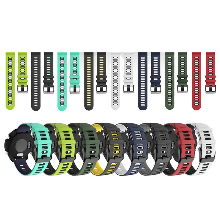 22mm For Garmin Vivoactive 4 / Venu 2 Universal Two-color Silicone Watch Band(Green Black) - Watch Bands by buy2fix | Online Shopping UK | buy2fix