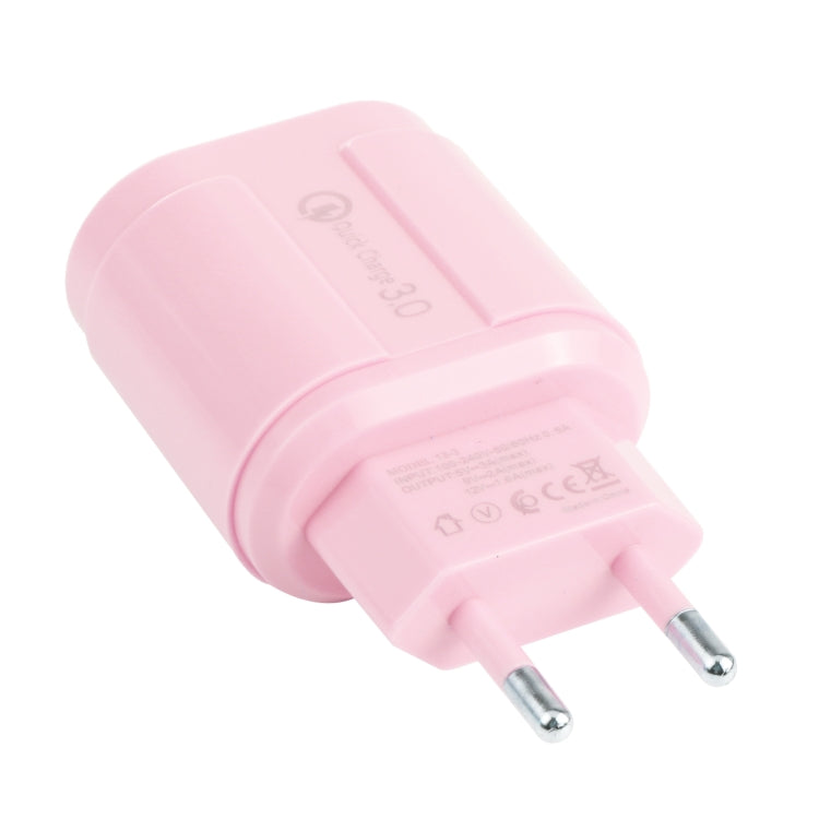 13-3 QC3.0 Single USB Interface Macarons Travel Charger, EU Plug(Pink) - Mobile Accessories by buy2fix | Online Shopping UK | buy2fix