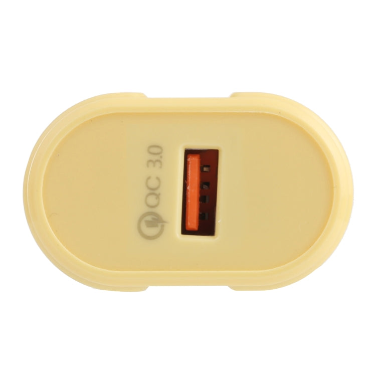 13-3 QC3.0 Single USB Interface Macarons Travel Charger, EU Plug(Yellow) - Mobile Accessories by buy2fix | Online Shopping UK | buy2fix