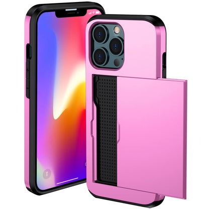 For iPhone 13 mini Shockproof Armor Protective Case with Slide Card Slot (Pink) - iPhone 13 mini Cases by buy2fix | Online Shopping UK | buy2fix