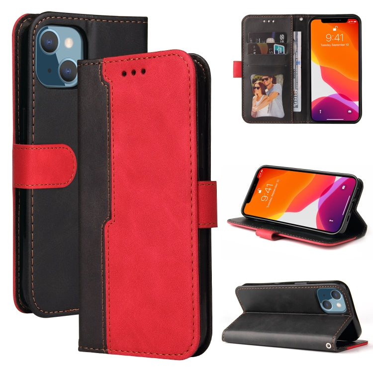 For iPhone 13 mini Business Stitching-Color Horizontal Flip PU Leather Case with Holder & Card Slots & Photo Frame (Red) - iPhone 13 mini Cases by buy2fix | Online Shopping UK | buy2fix