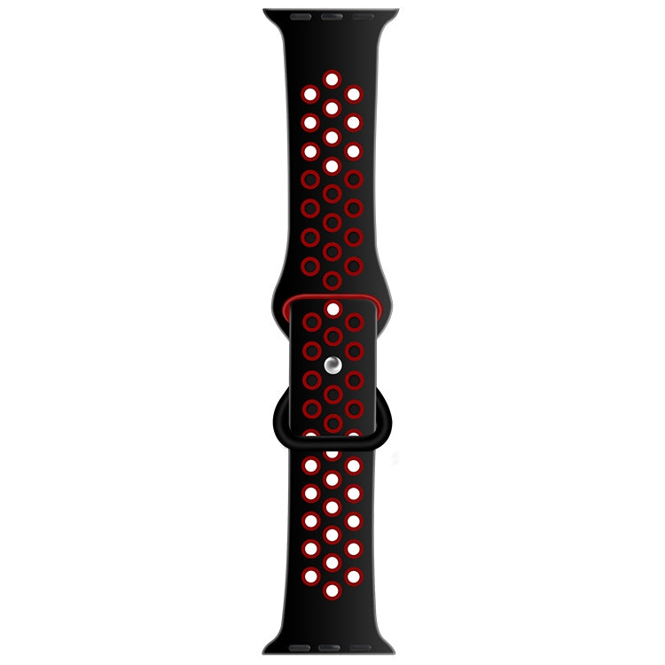 Butterfly Buckle Dual-tone Liquid Silicone Watch Band For Apple Watch Ultra 49mm&Watch Ultra 2 49mm / Series 9&8&7 45mm / SE 3&SE 2&6&SE&5&4 44mm / 3&2&1 42mm(Black+Crimson) - Watch Bands by buy2fix | Online Shopping UK | buy2fix