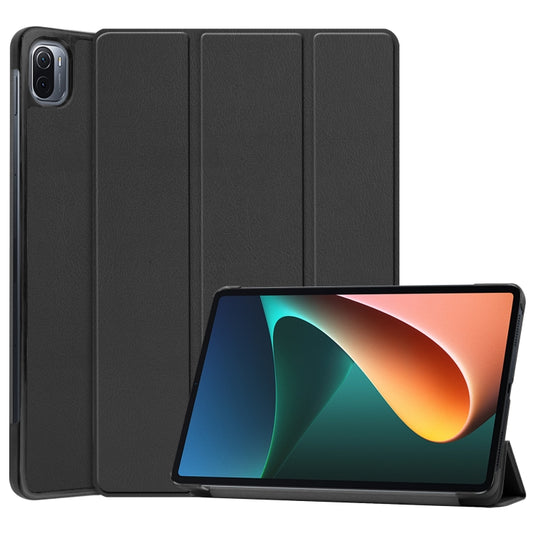 For Xiaomi Pad 5 Custer Texture Horizontal Flip Leather Case with Three-folding Holder & Sleep / Wake-up Function(Black) - Mobile Accessories by buy2fix | Online Shopping UK | buy2fix