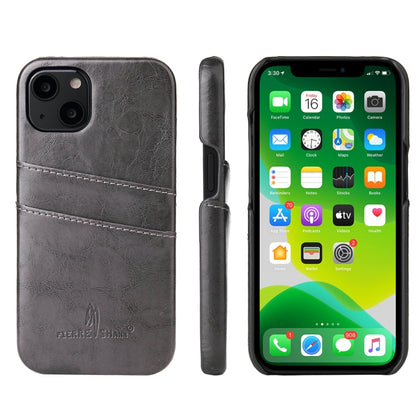 For iPhone 13 Pro Max Fierre Shann Retro Oil Wax Texture PU Leather Case with Card Slots (Grey) - iPhone 13 Pro Max Cases by FIERRE SHANN | Online Shopping UK | buy2fix