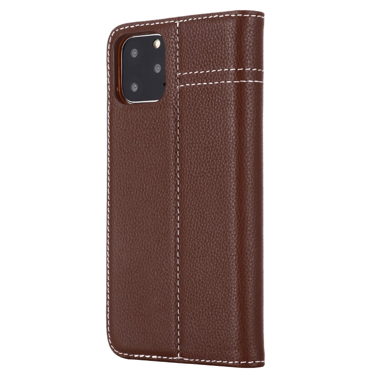 For iPhone 11 GEBEI Top-grain Leather Horizontal Flip Protective Case with Holder & Card Slots(Brown) - iPhone 11 Cases by GEBEI | Online Shopping UK | buy2fix