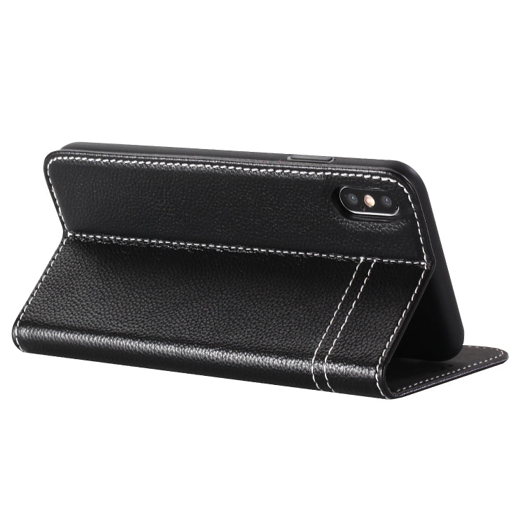 For iPhone XS Max GEBEI Top-grain Leather Horizontal Flip Protective Case with Holder & Card Slots(Black) - More iPhone Cases by GEBEI | Online Shopping UK | buy2fix