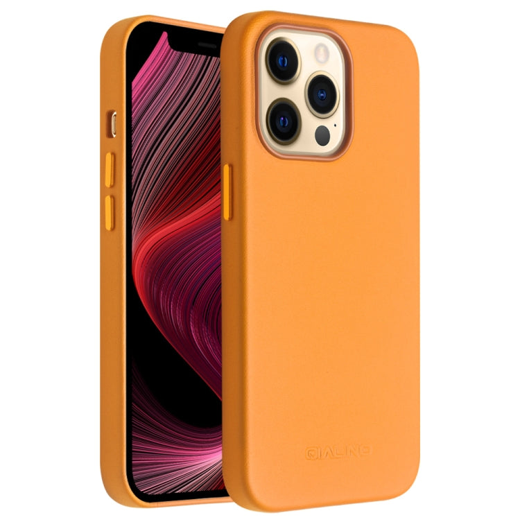 For iPhone 13 Pro Max QIALINO Nappa Cowhide MagSafe Magnetic Protective Case (Orange) - iPhone 13 Pro Max Cases by QIALINO | Online Shopping UK | buy2fix