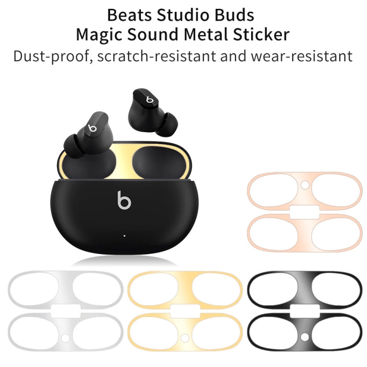 For Beats Studio Buds Wireless Bluetooth Earphone Magic Sound Metal Protective Sticker(Silver) - Protective Sticker by buy2fix | Online Shopping UK | buy2fix