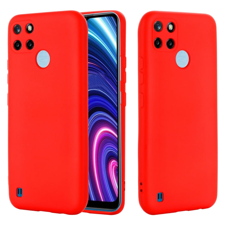 For OPPO Realme C21Y Foreign Version Solid Color Liquid Silicone Dropproof Full Coverage Protective Case(Red) - OPPO & vivo Accessories by buy2fix | Online Shopping UK | buy2fix
