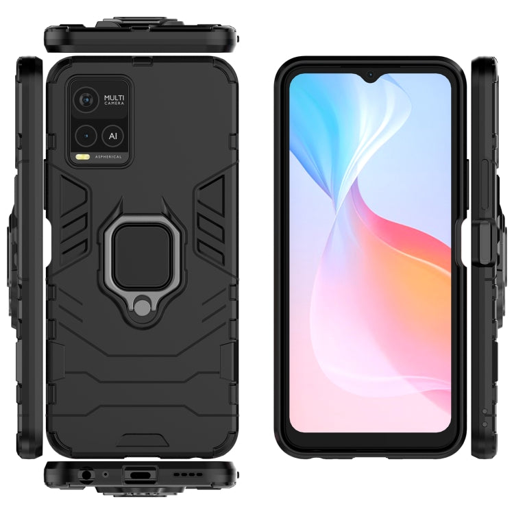 For vivo Y21 Shockproof PC + TPU Protective Case with Magnetic Ring Holder(Black) - OPPO & vivo Accessories by buy2fix | Online Shopping UK | buy2fix