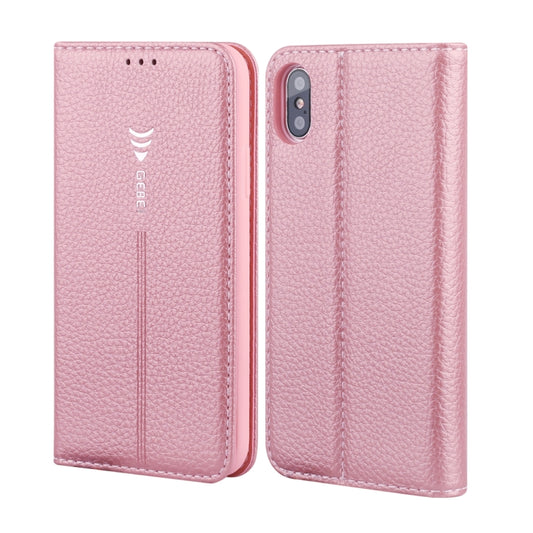 For iPhone XR GEBEI PU+TPU Horizontal Flip Protective Case with Holder & Card Slots(Rose Gold) - More iPhone Cases by GEBEI | Online Shopping UK | buy2fix