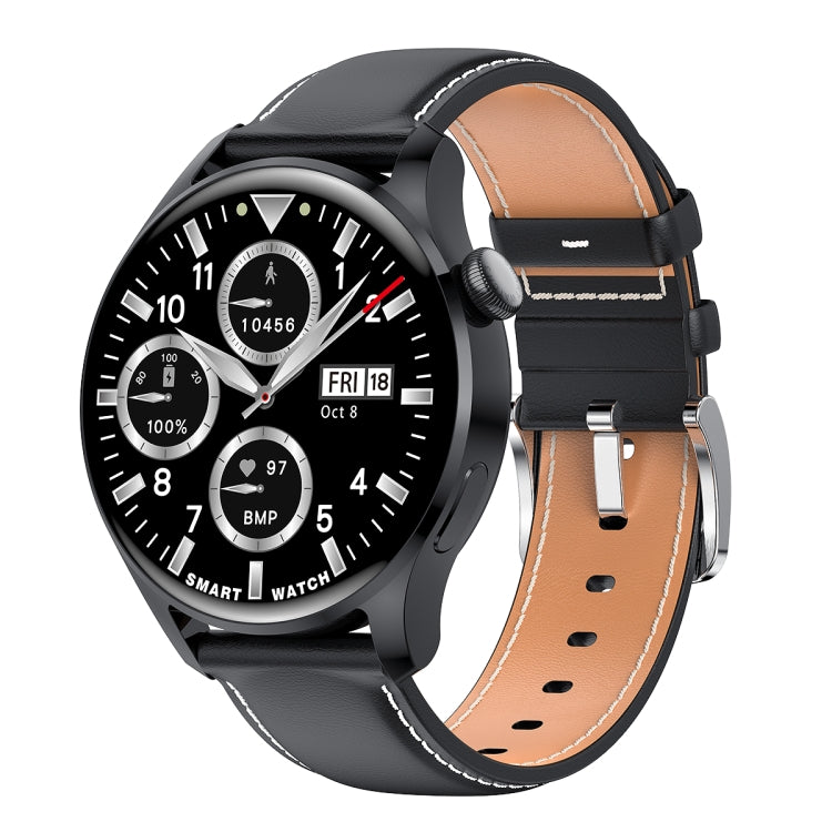 M103 1.35 inch IPS Color Screen IP67 Waterproof Smart Watch, Support Sleep Monitoring / Heart Rate Monitoring / Bluetooth Call / Music Playback, Style: Leather Strap(Black) - Smart Wear by buy2fix | Online Shopping UK | buy2fix