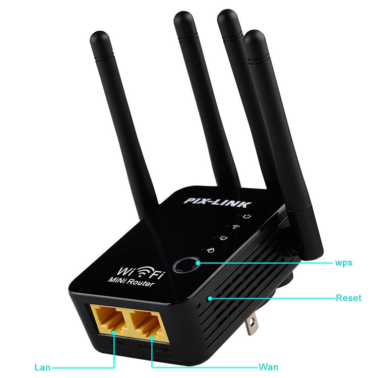 Wireless Smart WiFi Router Repeater with 4 WiFi Antennas, Plug Specification:EU Plug(Black) - Wireless Routers by buy2fix | Online Shopping UK | buy2fix