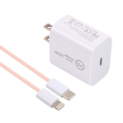 SDC-20W PD USB-C / Type-C Travel Charger + 1m 20W USB-C / Type-C to 8 Pin Data Cable Set, US Plug(Pink) - Mobile Accessories by buy2fix | Online Shopping UK | buy2fix